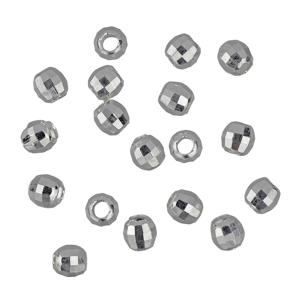 Bead 02.0mm, silver, faceted (100 pcs./ PU) | wholesaler gems & healing stones