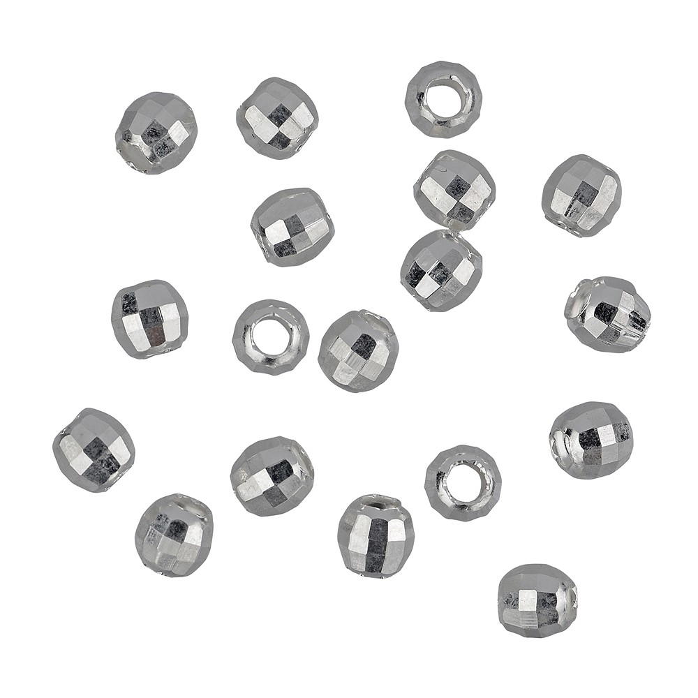 Ball 03.0mm, silver, faceted (65 pcs./ PU) | wholesaler gems & healing stones