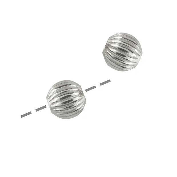 Sfera scanalata 5 mm, argento (24 pz./ UC) | grossista gemme e pietre curative
