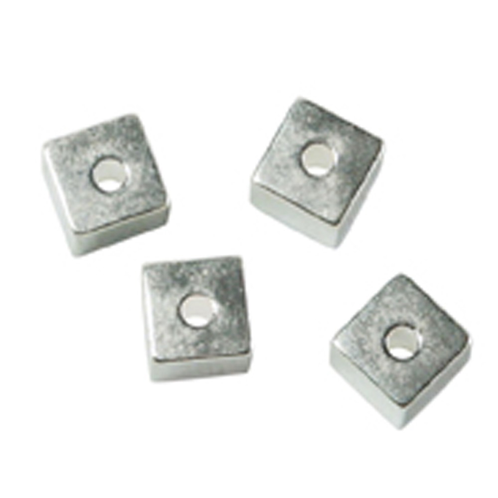 Cube drilled lengthwise 4mm, silver (10 pcs./ PU) | Marco Schreier