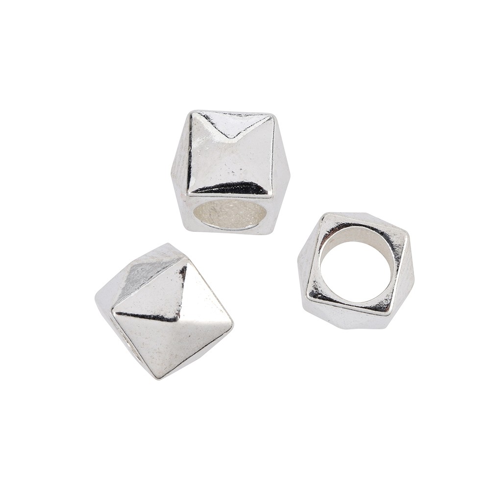 Pyramid cube 6mm, silver (4 pcs./ PU) | wholesale gems, healing stones & jewelry