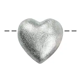 Heart 14mm, silver matt (3 pcs./ PU) | wholesaler gems, healing stones & jewelry