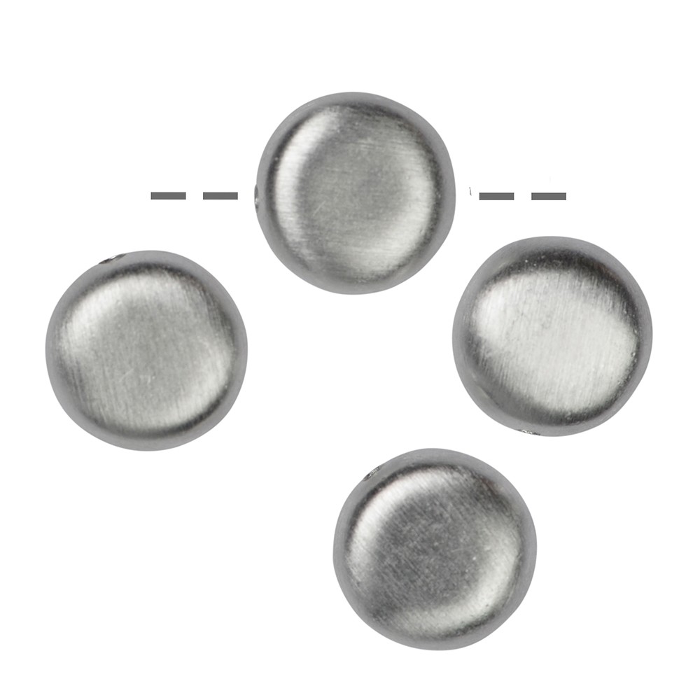 Button flat drilled lengthwise 10.5mm, silver matt (4 pcs./ PU) | Marco Schreier