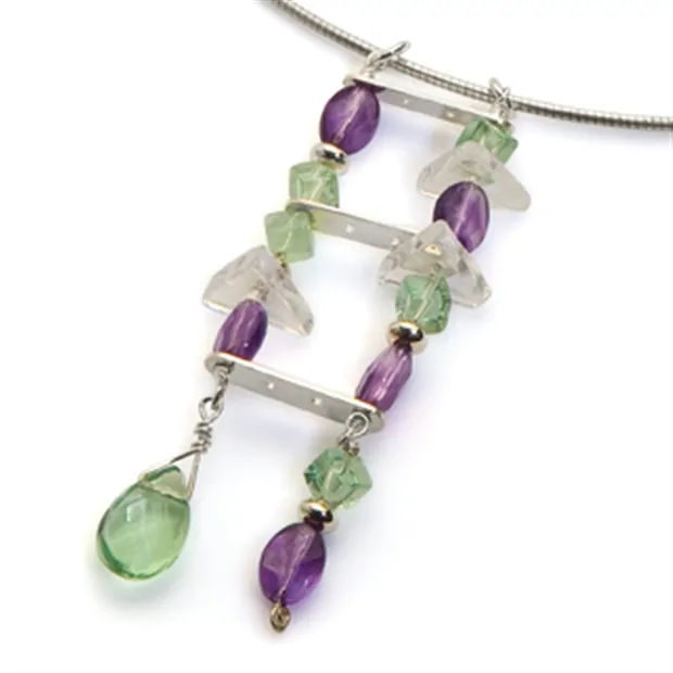 Bar 5-row 24mm, silver (2 pcs./ PU) | wholesaler gems, healing stones & jewelry