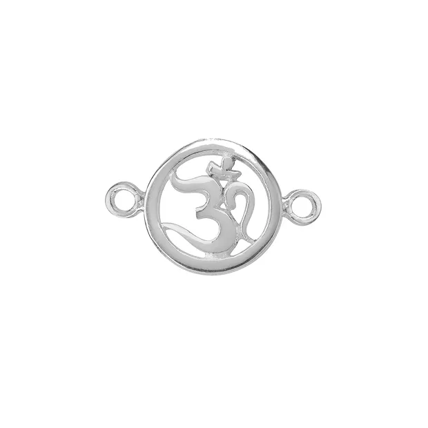 Om symbol with eyelet 15mm, silver (1 PU) | wholesaler gems & healing stones
