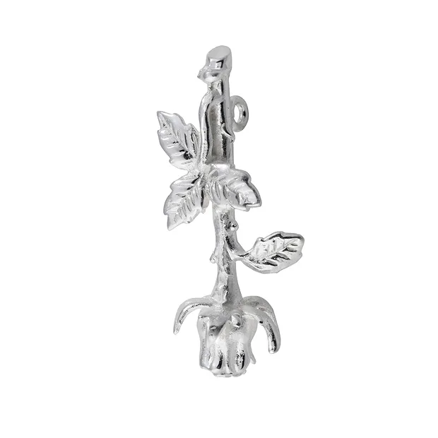 Rose half open 30mm, silver (2 pcs./ PU) | wholesaler gems & healing stones