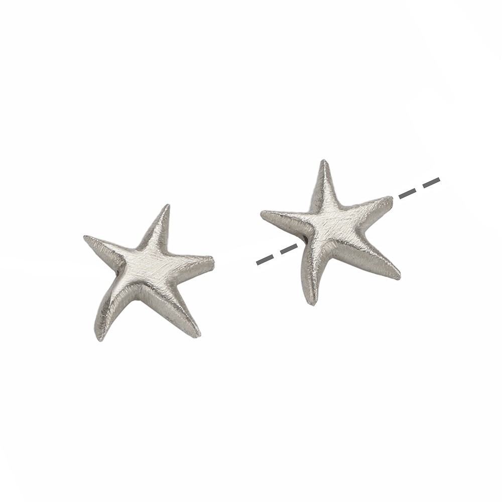 Starfish 18 x 16mm, silver matt (2 pcs./ PU) | wholesaler gems & healing stones