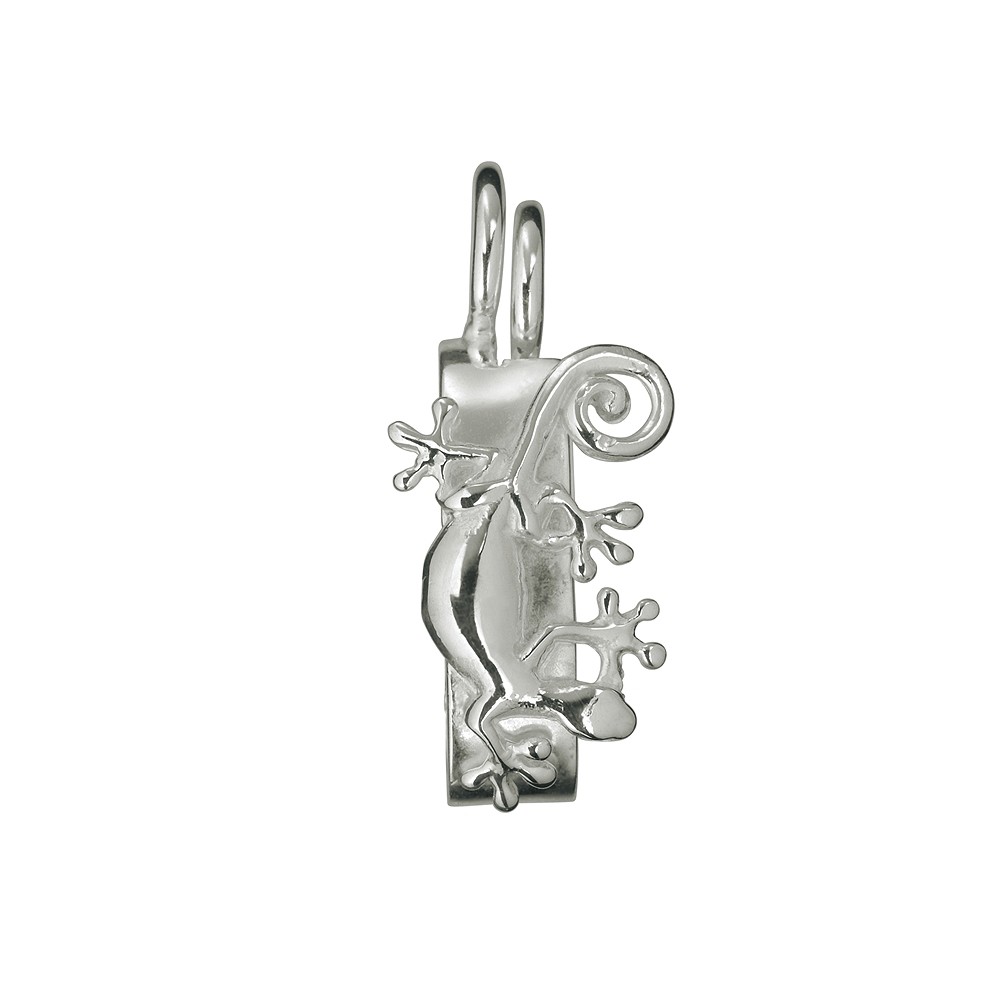 Hinge clip for 30mm donut, silver, Gecko | wholesaler gems & healing stones