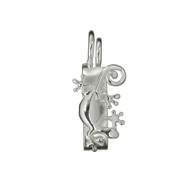 Hinge clip for 30mm donut, silver, Gecko | wholesaler gems & healing stones