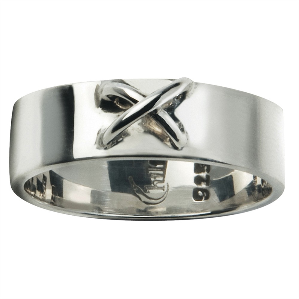 Bague avec croix en fil métallique taille 57, argent (1 pc/UC) | Marco Schreier
