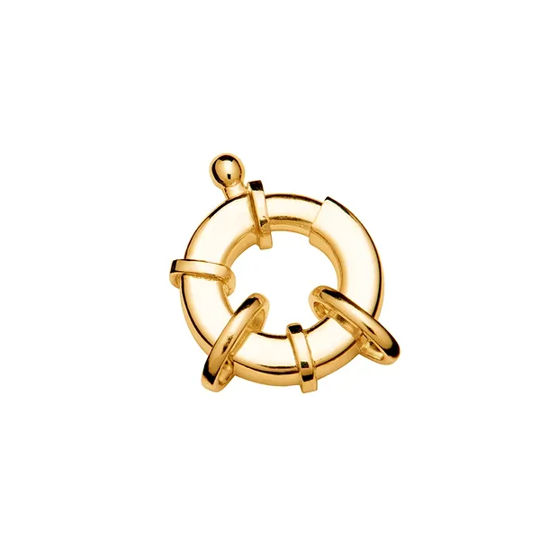 Anelli a molla piatti 14 mm con 2 occhielli, placcati oro (1 pz./ UC) | Marco Schreier