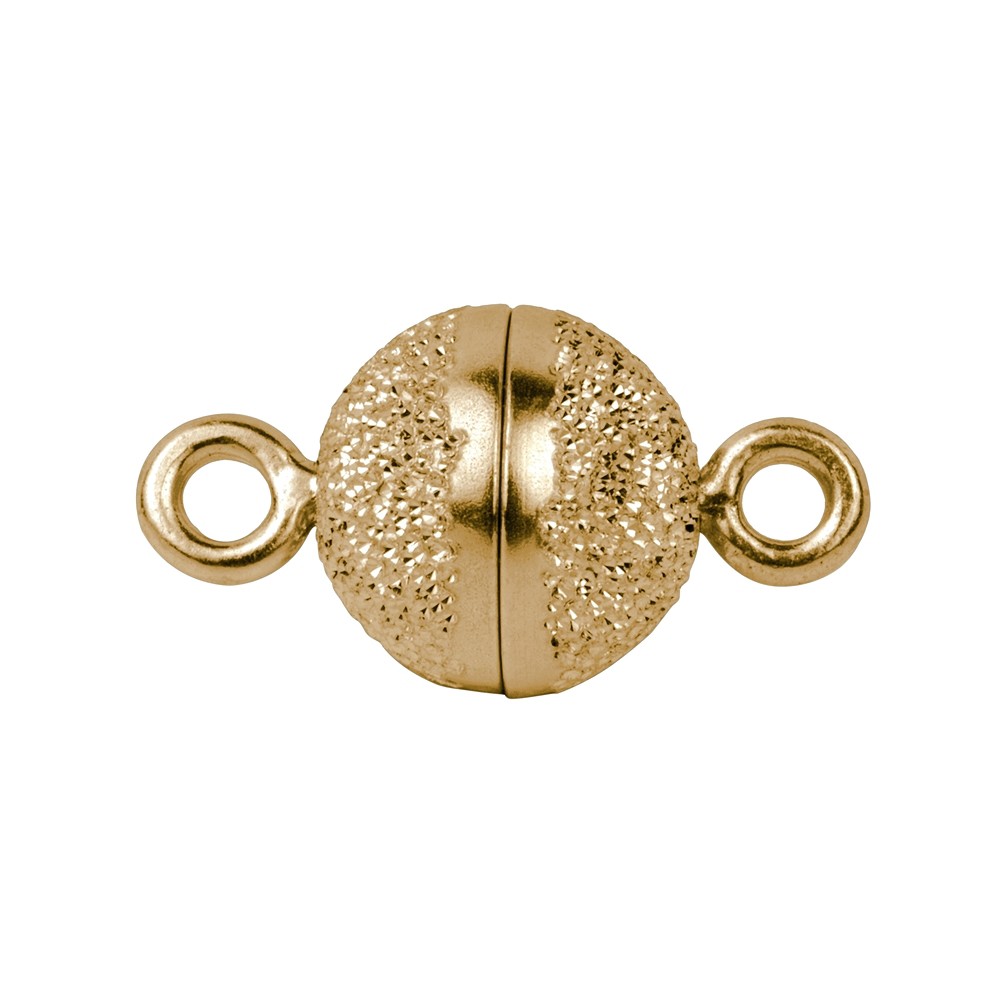 Magnetic clasp round 06mm, silver diamond-plated, gold-plated (1 PU) | Marco Schreier