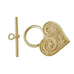 1909284092 Fermeture à garrot "coeur" 25mm, argent doré mat (1 pcs/UC) | Marco Schreier