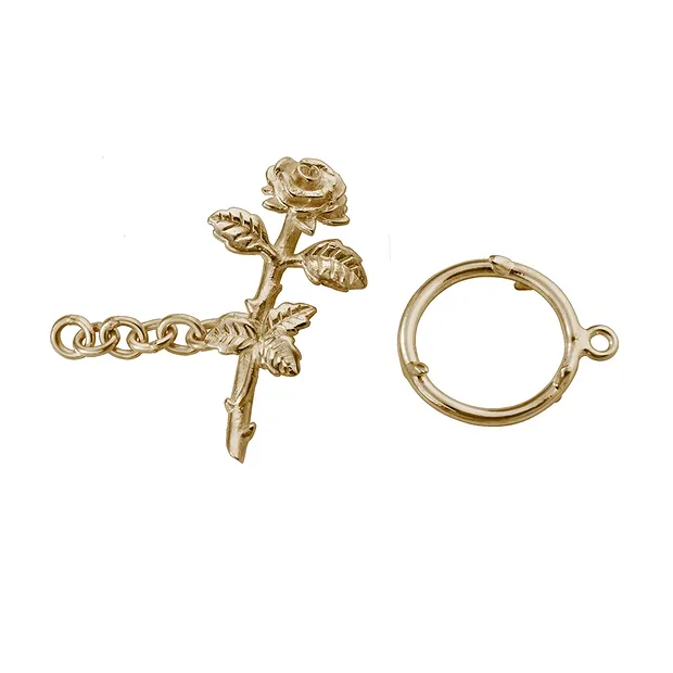 Knebelverschluss "Rose erblüht" 27mm, Silber vergoldet (1 St./VE) | Marco Schreier