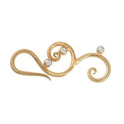 1909286012 Haken 'Floral' mit 3 Steinen 40mm, Silber vergoldet matt (1 St./VE) | Marco Schreier