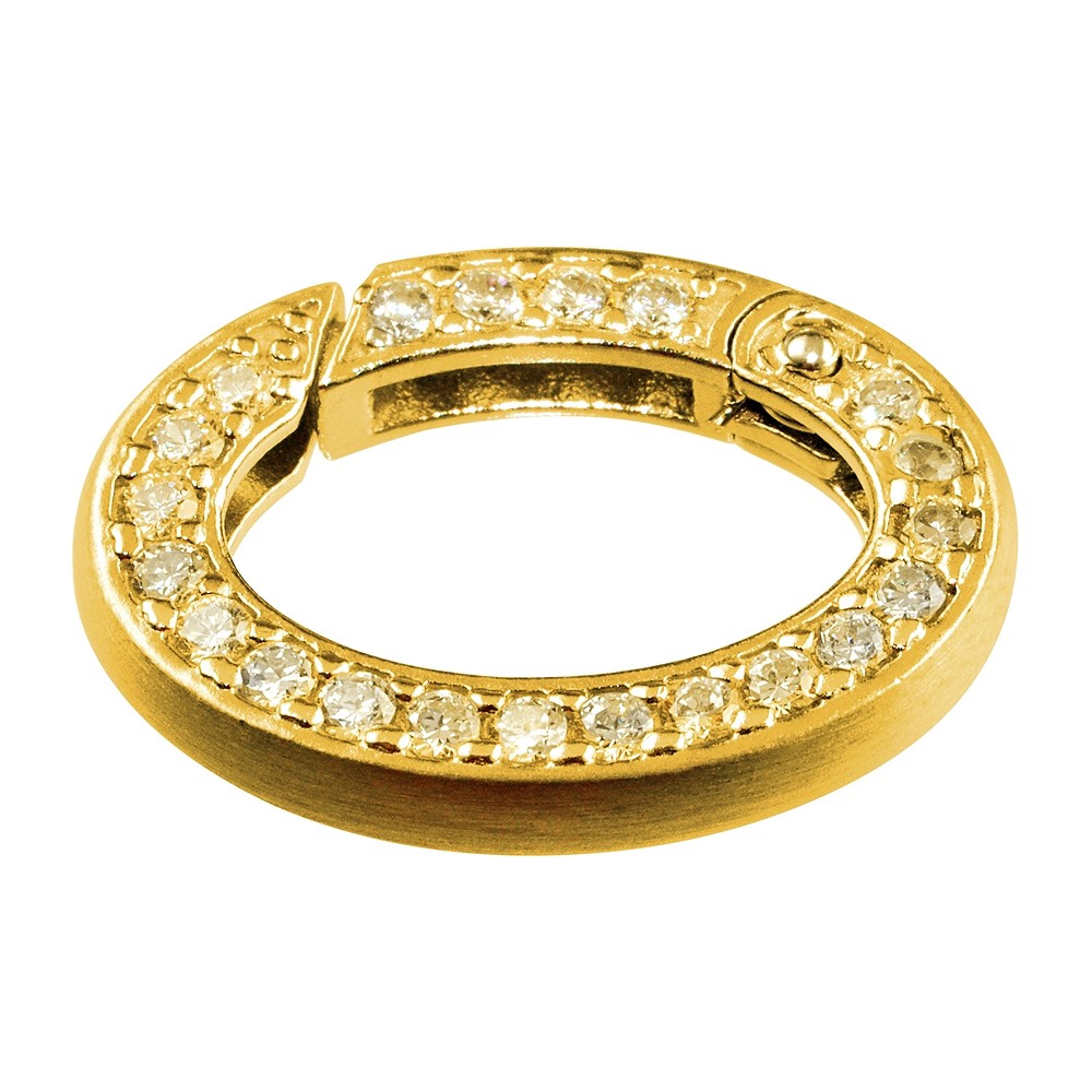 Ringschließe mit Zirkonia 21x16mm, Silber vergoldet, eckige Schiene (1 St./VE) | Marco Schreier