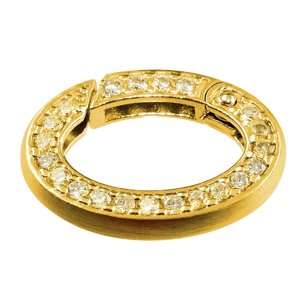 Fermoir anneau avec zirconium 21x16mm, argent doré, rail carré (1 pcs/UC) | Marco Schreier