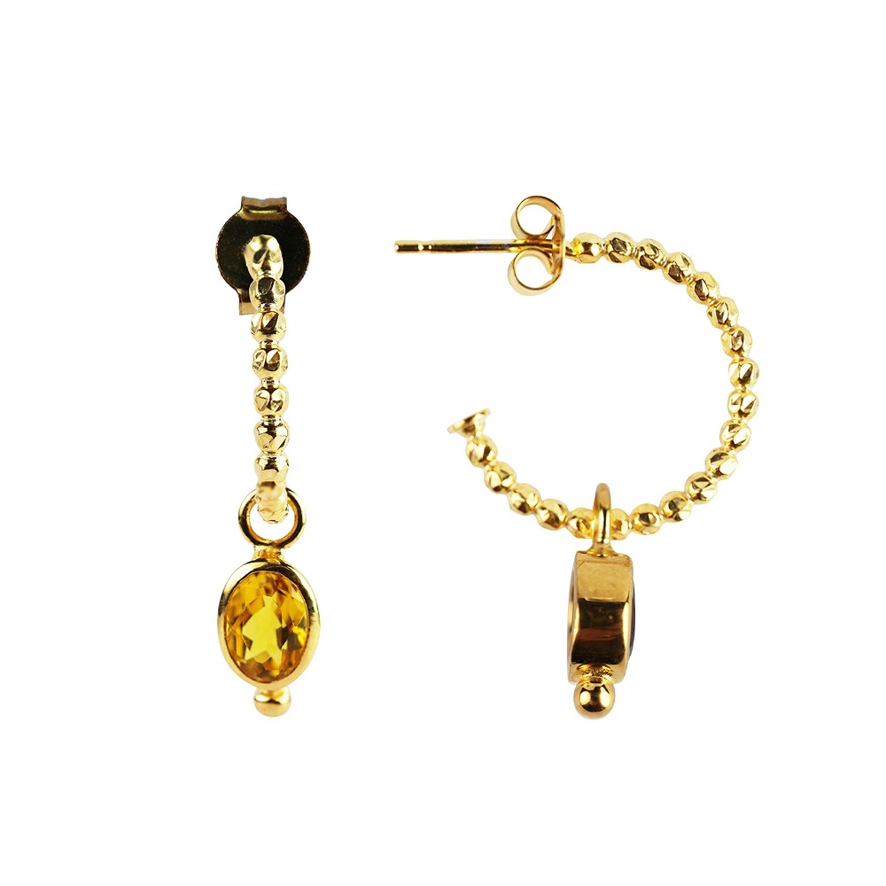 Earstuds with beads, 2.0 cm, gold-plated | wholesaler gems & healing stones