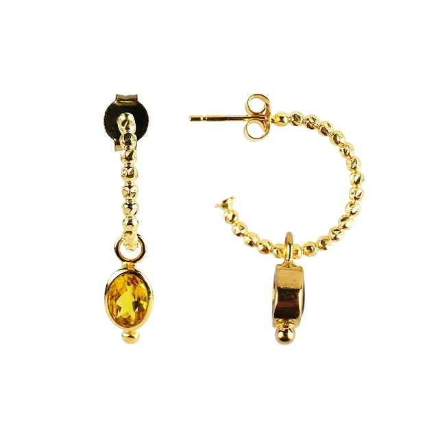 Pendientes criollos con esferas, 2,0 cm, chapados en oro | Marco Schreier