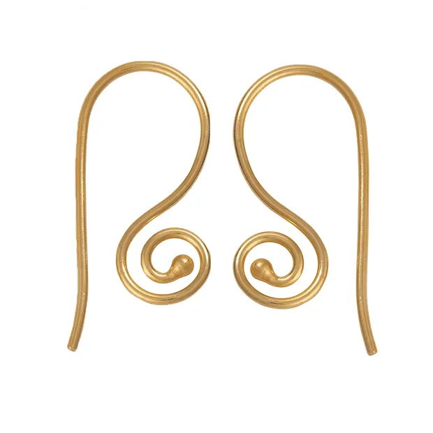 Ear Hook spiral outside 26mm, silver gold-plated (6 pcs./ PU) | Marco Schreier