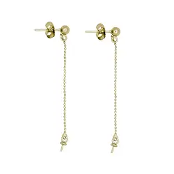 1909513021 Clous d'oreilles avec boule, Chaîne et broche 55mm, argent doré (2 pcs/UC) | Marco Schreier
