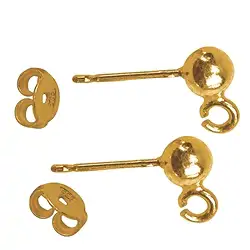 1909521041 Earstuds with eyelet "ball" 4mm, gold-plated silver (6 pcs./ PU) | Marco Schreier