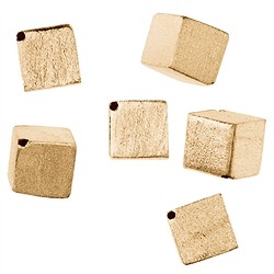 1909632062 Cube cross-drilled 6mm, silver gold-plated matt (6 pcs./ PU) | Marco Schreier