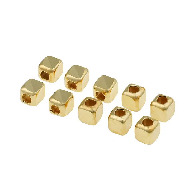 Cube (triangle cut) percé dans le sens de la longueur, 3mm, doré (10 pcs/UC) | Marco Schreier