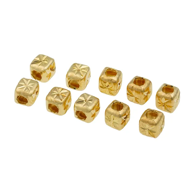 Cubes (star cut), 03mm, gold-plated (10 pc/PU) | gems, healing stones & jewelry