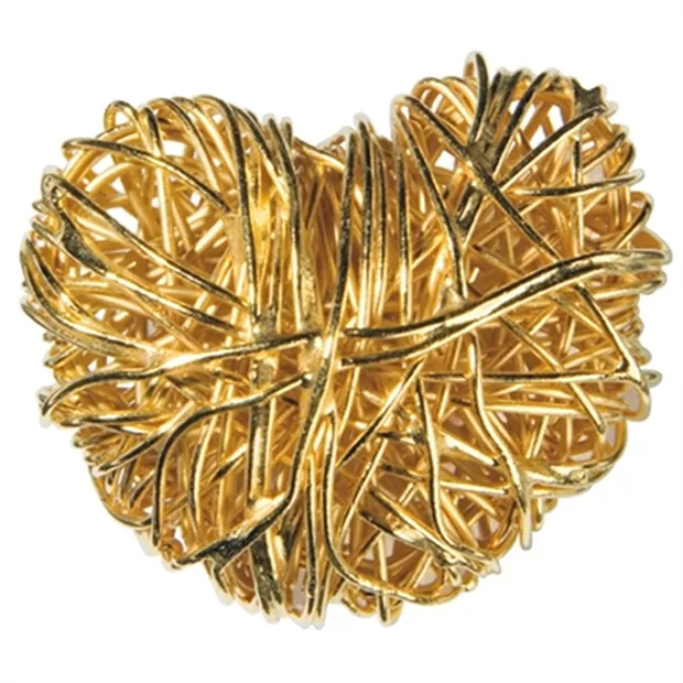 Herz Draht 30mm, Silber vergoldet (1 St./VE) | Edelsteine, Heilsteine & Schmuck