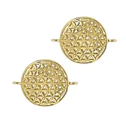 1909672031 Fiore della vita con occhielli 16 mm, argento placcato oro (2 pz./ UC) | Marco Schreier