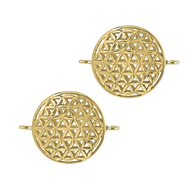 Fiore della vita con occhielli 16 mm, argento placcato oro (2 pz./ UC) | Marco Schreier