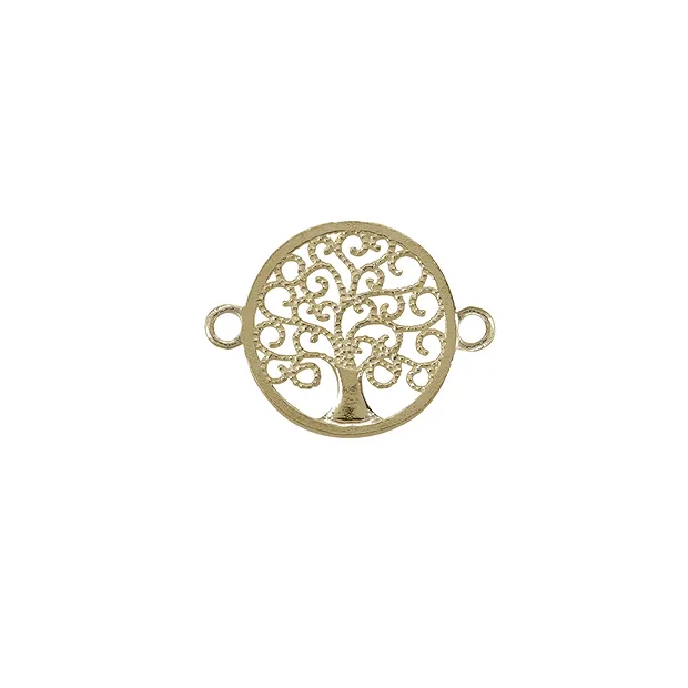 Albero della vita con due occhielli 15 mm, argento placcato oro (1 pz./ UC) | Marco Schreier