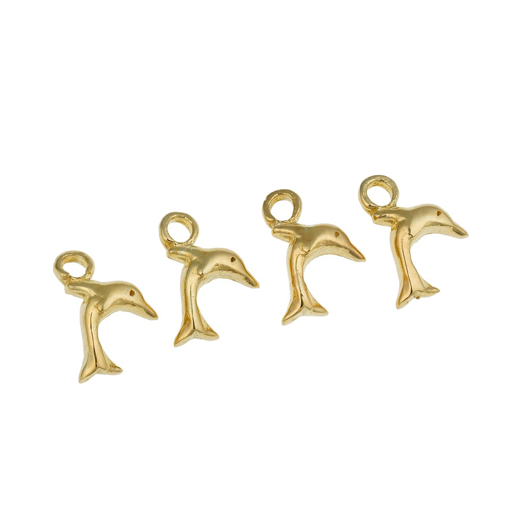Delfin 8 x 8mm, Silber vergoldet (4 St./VE) | Edelsteine, Heilsteine & Schmuck