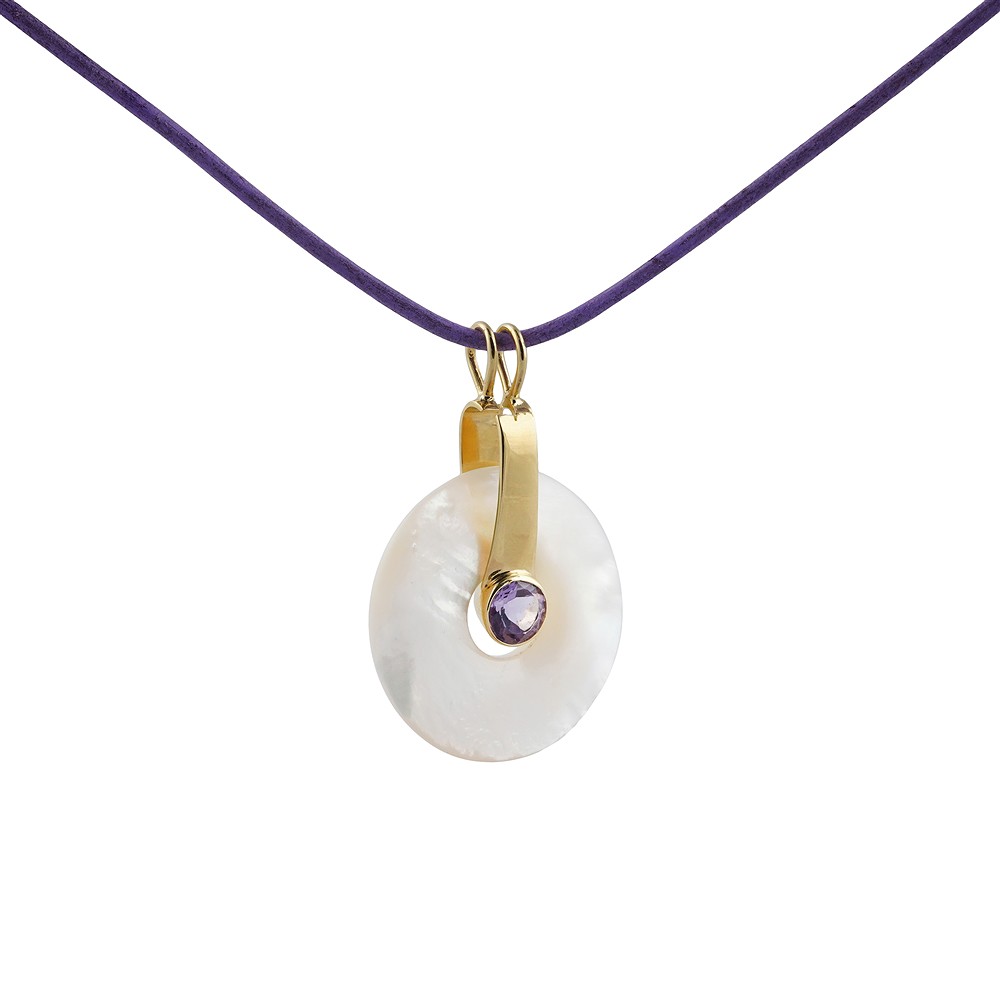 Scharnierclip für 40mm Donut, Silber vergoldet, Amethyst | Marco Schreier