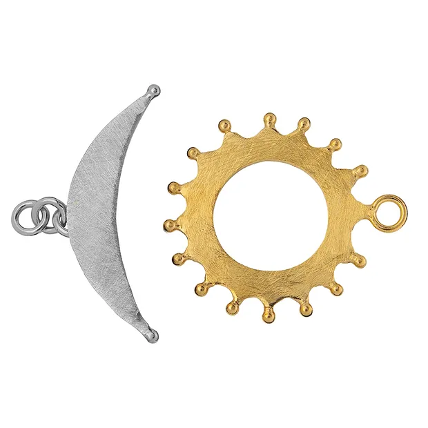 Knebelverschluss "Sonne und Mond" 30mm, Silber/Silber vergoldet matt (1 St./VE) | Marco Schreier