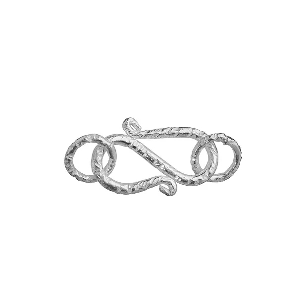 S-hook curved with 2 eyelets 18mm, hammered silver rhodiniert (1 pc./ PU) | Marco Schreier