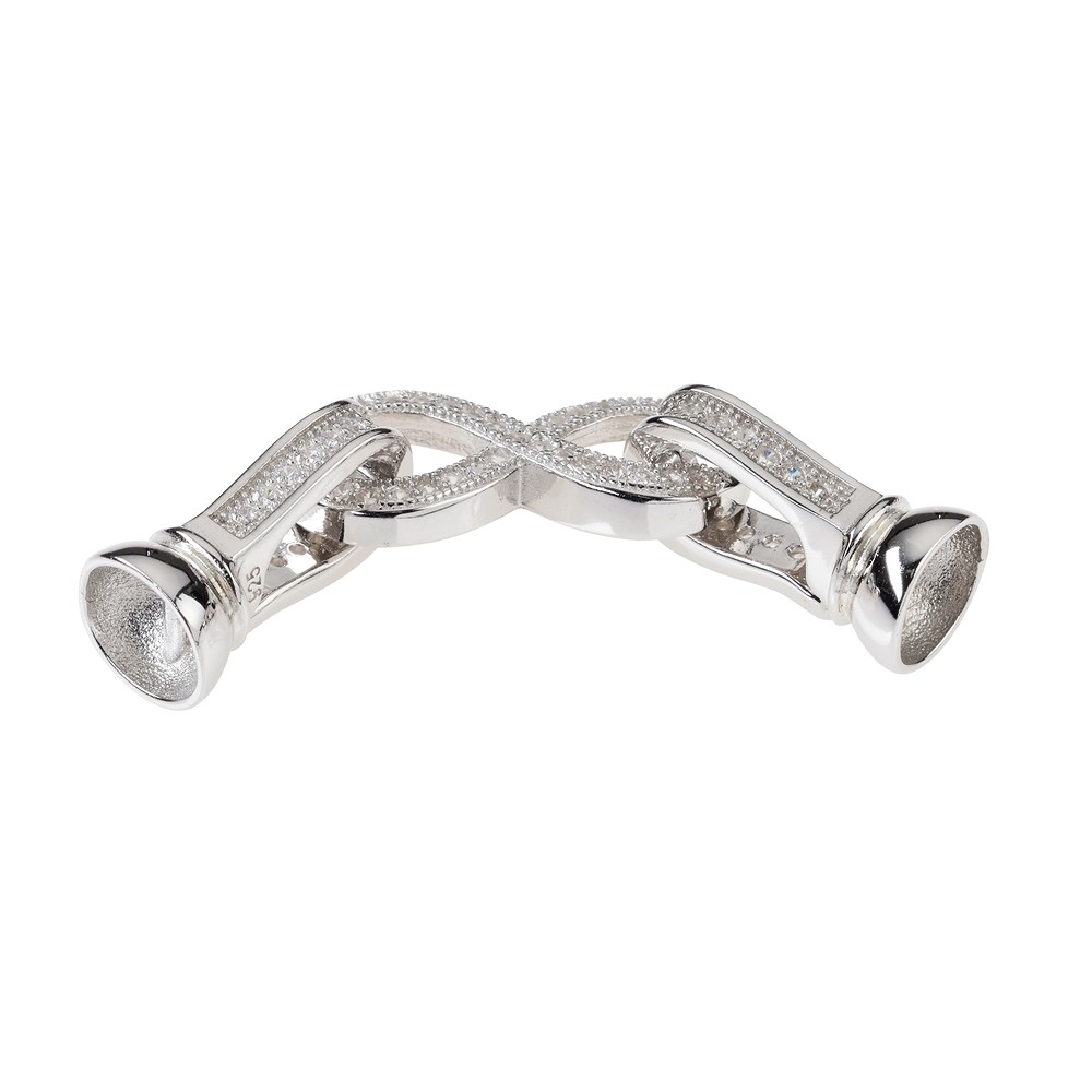 Design-Verschluss "Unendlichkeit" mit Cubic Zirkonia, Silber rhodiniert, 42mm (1 St./VE) | Marco Schreier
