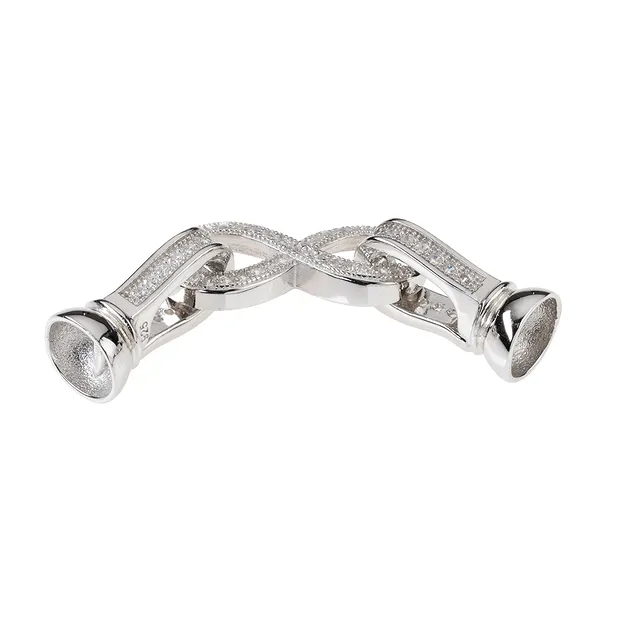 Clasp, Cubic Zirconia, 42 mm, rhodiniert, (1 pc/PU) | Marco Schreier