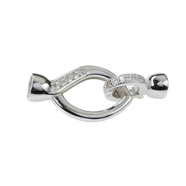 Design-Verschluss "Navette" mit Cubic Zirkonia, Silber rhodiniert, 32mm (1 St./VE) | Marco Schreier