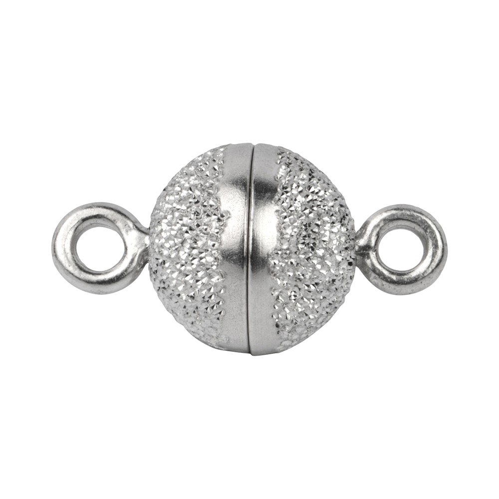 Fermoir magnétique rond 08mm, argent diamanté, rhodié (1 pcs/UC) | Marco Schreier