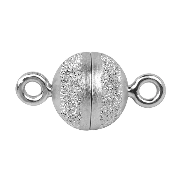 Magnetic clasp round 08mm, silver partially diamond-plated, rhodiniert (1 pc./ PU) | Marco Schreier