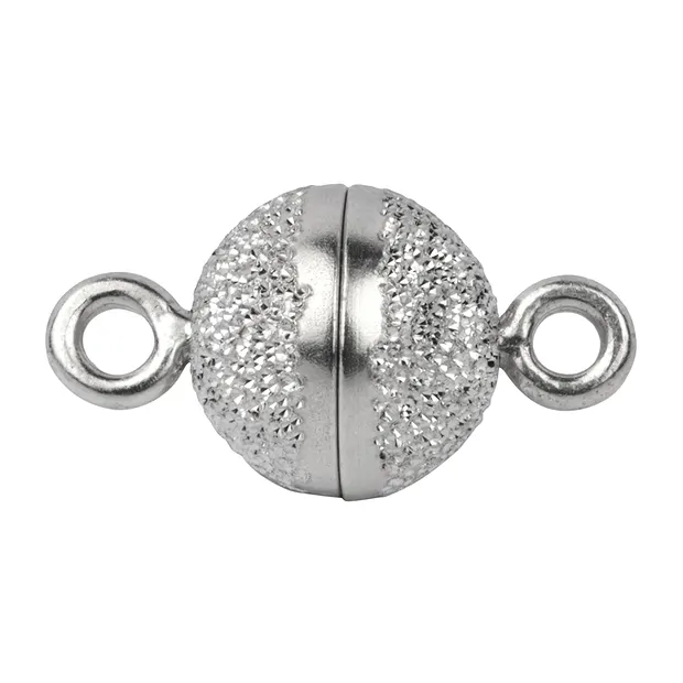 Magnetic clasp round 10mm, silver diamond-plated, rhodiniert (1 pc./ PU) | Marco Schreier