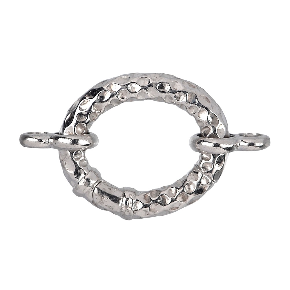 Anello modulo ovale 21x17mm, 2 occhielli, argento martellato, rodiato (1 pz./ UC) | Marco Schreier