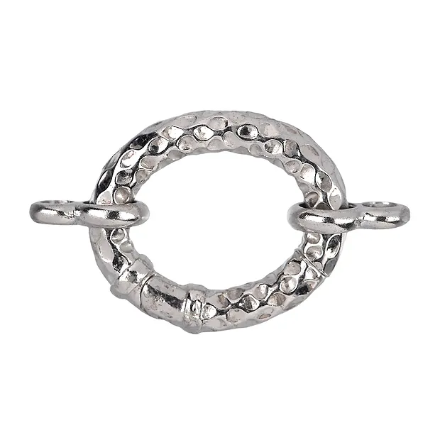 Modul-Ring oval 21x17mm, 2 Ösen, Silber gehämmert, rhodiniert (1 St./VE) | Marco Schreier