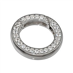 1918290011 Fermoir anneau avec zirconium 16mm, argent rhodié, rail carré (1 pcs/UC) | Marco Schreier