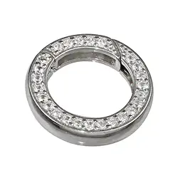 1918290011 Ringschließe mit Zirkonia 16mm, Silber rhodiniert, eckige Schiene (1 St./VE) | Marco Schreier