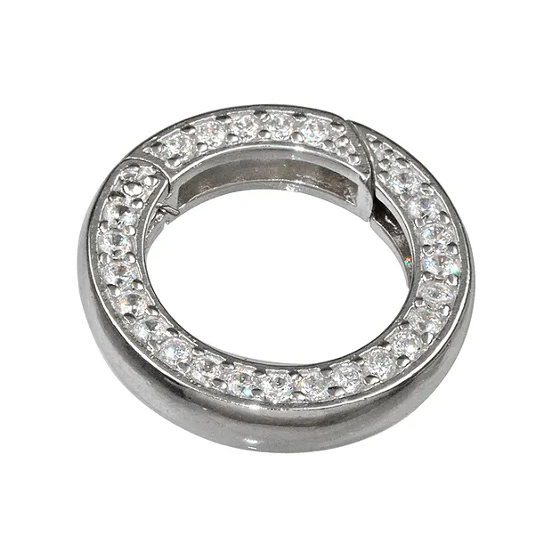 Ring Clasp, Cubic Zirconia, 16 mm, rhodiniert (1 pc/PU) | Marco Schreier