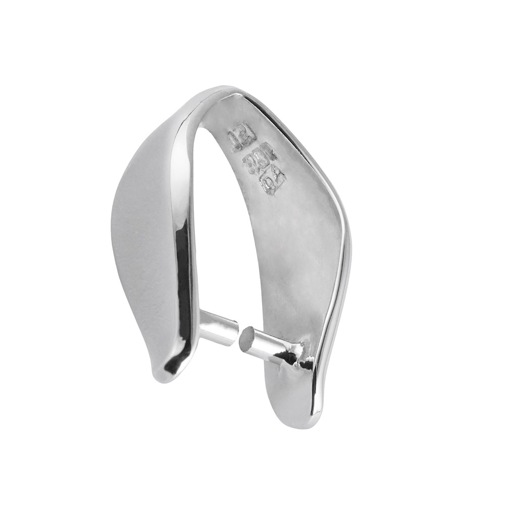 Portabase per pietre con foro frontale "Navetta", rodiato (1 pz./ UC) | Marco Schreier