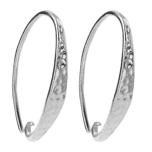 Ohrhaken geschmiedete Front, 21mm, Silber rhodiniert (2 St./VE) | Marco Schreier
